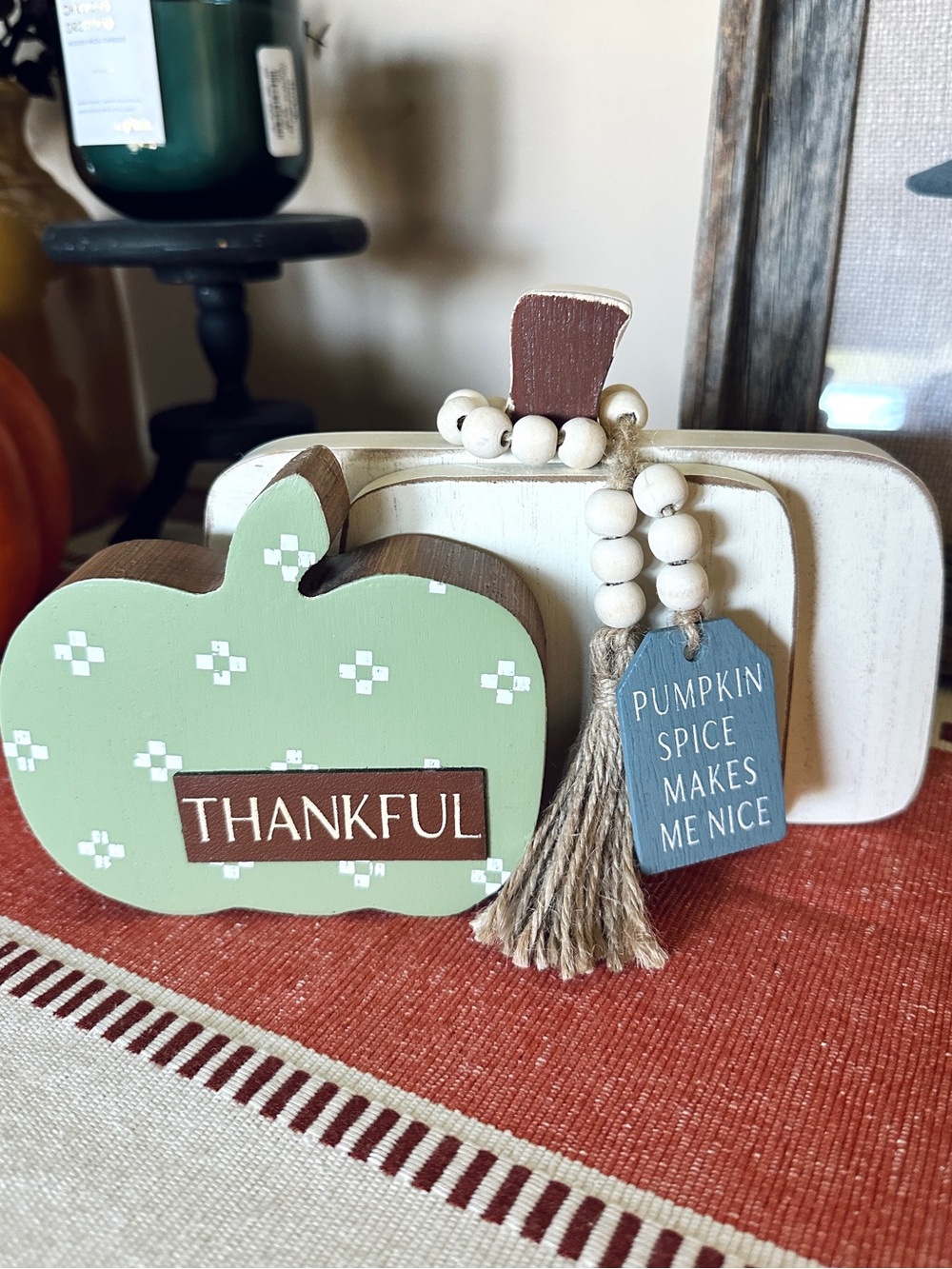Harvest Meadow Wooden Pumpkin Farmhouse Fall Table Top Decor
